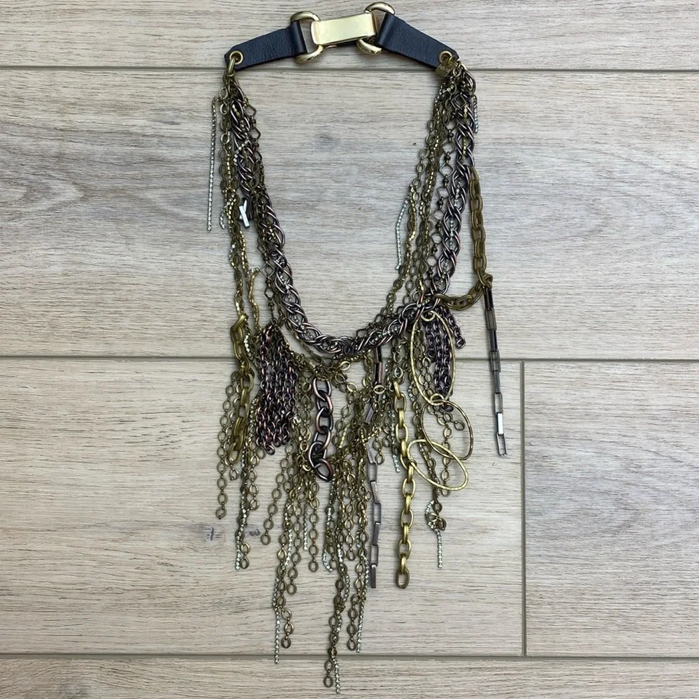 Rare* Rodrigo‎ Otazu Chain Fringe Statement Necklace Glam Goth Grunge Rock